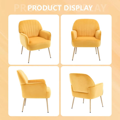 Yellow Velvet Accent Chair - Modern Bedroom Sofa