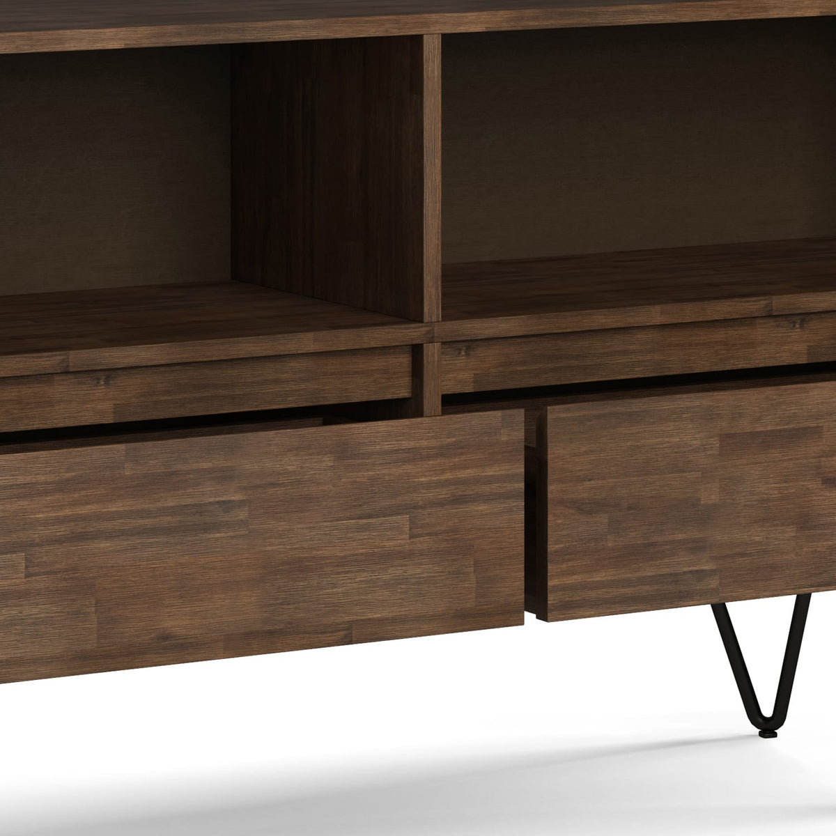 Chase Low Bookcase - Dark Brown Wood Display Shelves for Living Room