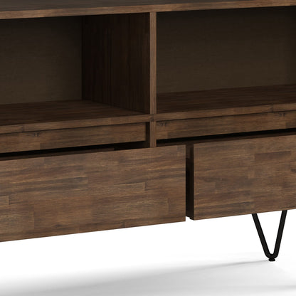 Chase Low Bookcase - Dark Brown Wood Display Shelves for Living Room
