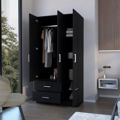 Wenge 4-Door Melamine Dresser - Bedroom Storage