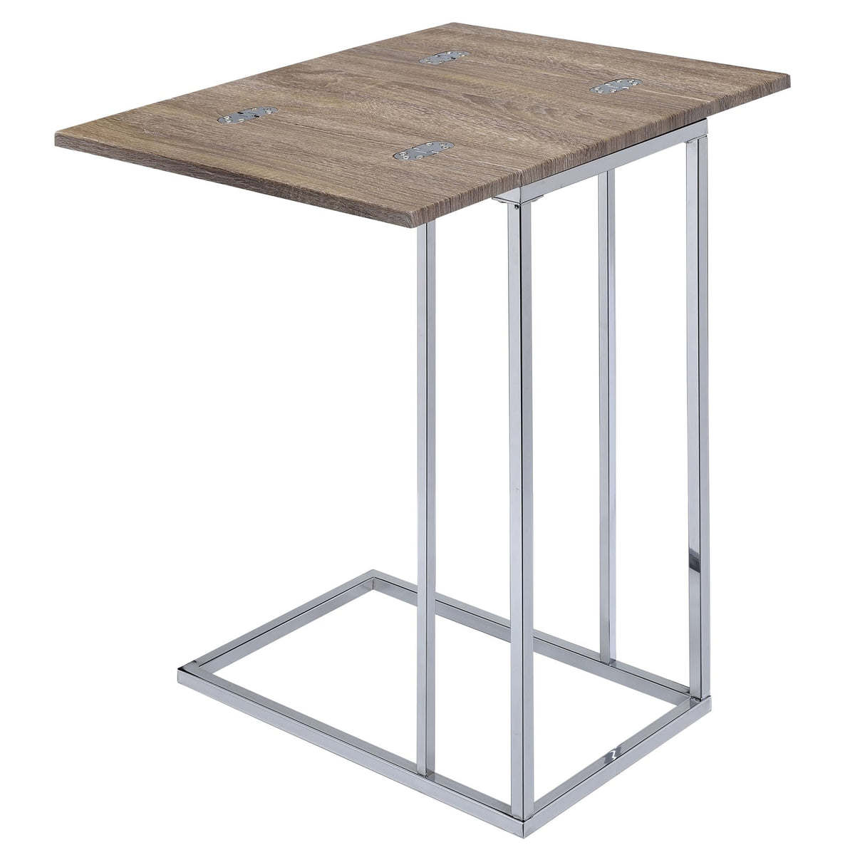 Industrial Oak Side Table with Metal Base for Living Room