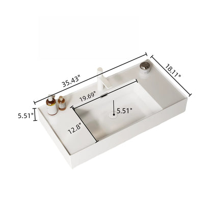 36" Natural Wood Bathroom Vanity with White Acrylic Sink