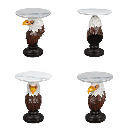 Brown Antique White Resin Eagle Accent Table for Rustic Living Room Decor