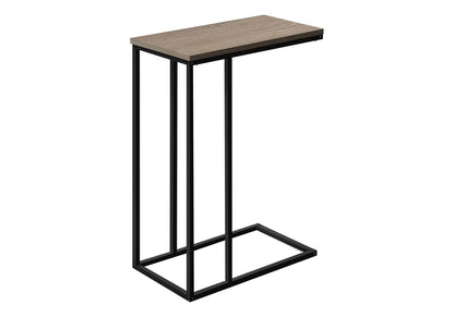 Taupe C-Shaped End Table with Metal Base for Living Room