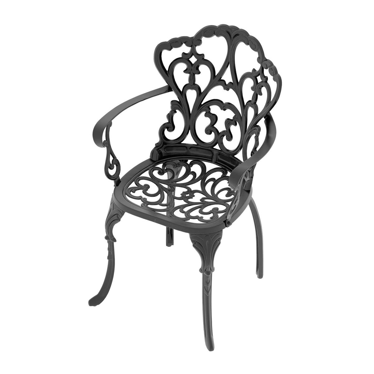 3-Piece Cast Aluminum Patio Set - Black Frame, Weather Resistant