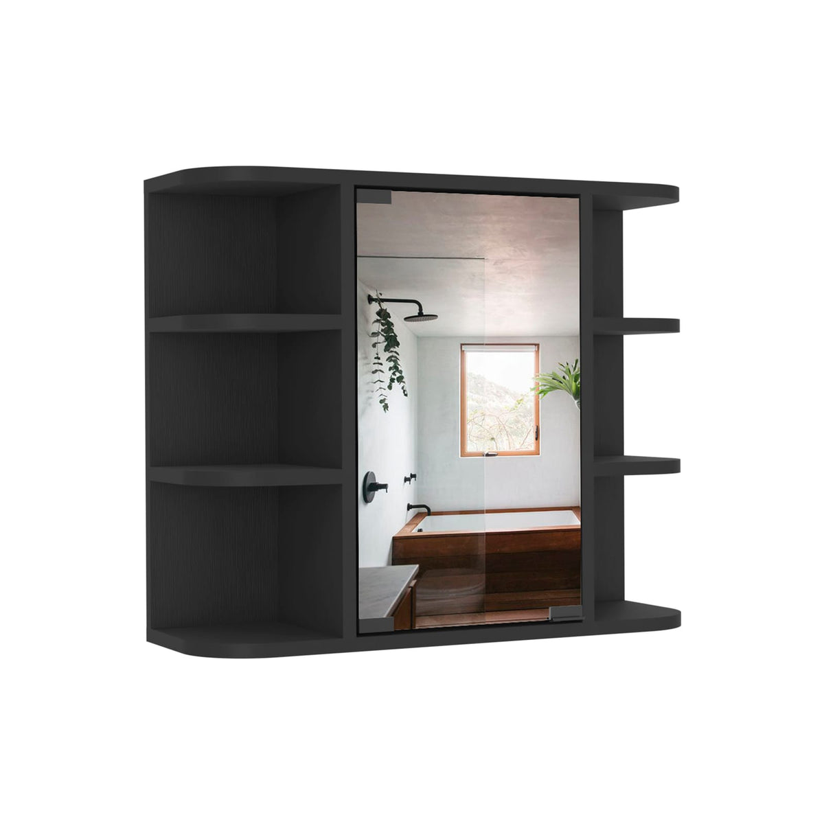 Black Particle Board Bathroom Storage Cabinet for Vanity Organization