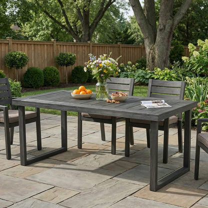 Dark Grey Acacia Wood Outdoor Dining Table for Patio