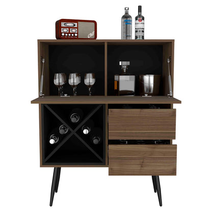 Mahogany Bar Cabinet - 35.4" Wide Storage for Living Room