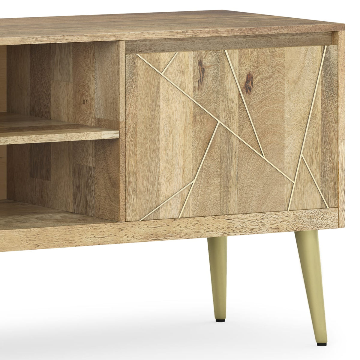 Light Brown Wood TV Stand - 65 Inch Media Console