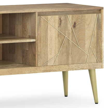 Light Brown Wood TV Stand - 65 Inch Media Console