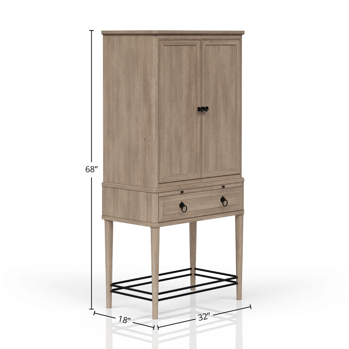 Bar Cabinet in Sand - Storage & Wine Display