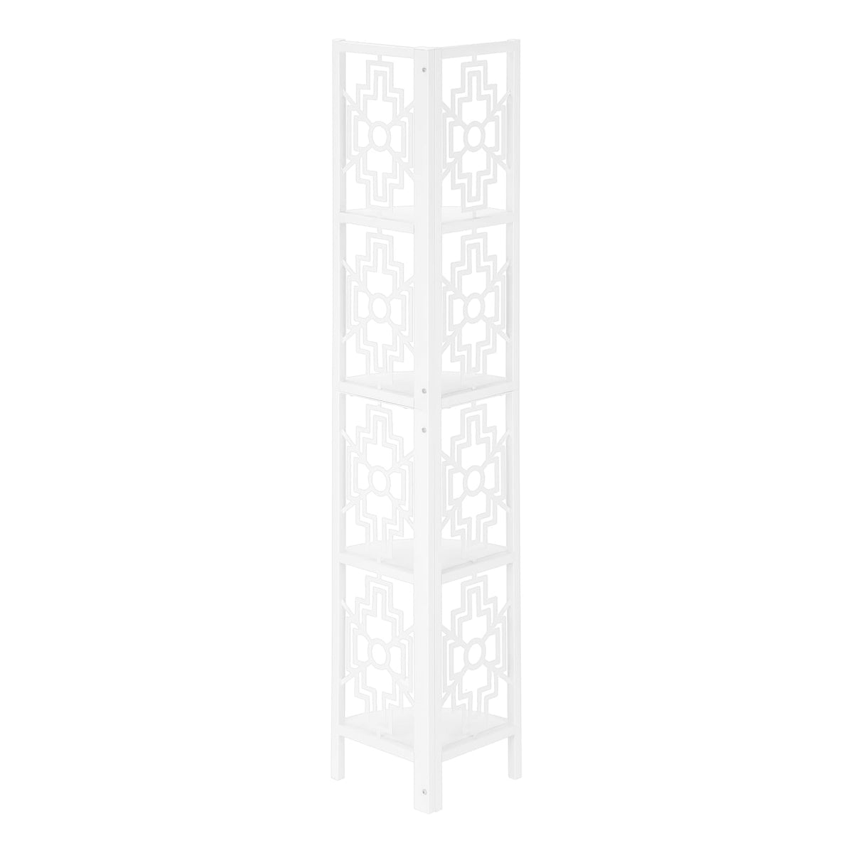 4 Tier White Metal Corner Shelf - 62" Tall