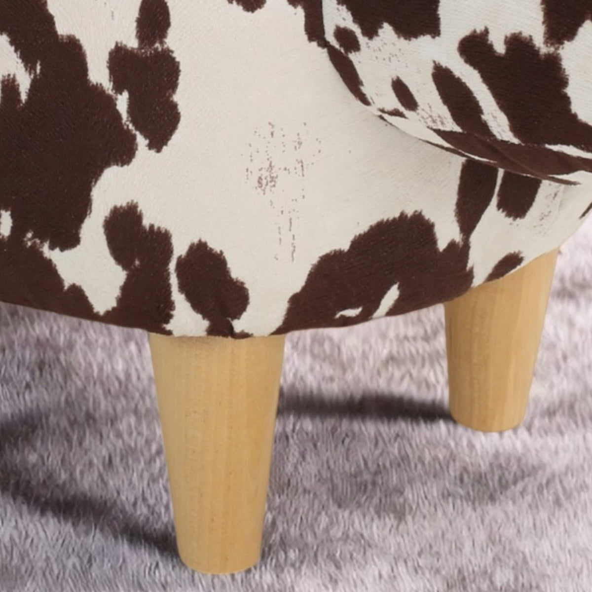 Brown & White Cow-Shaped Ottoman - Modern Accent Stool