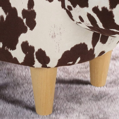 Brown & White Cow-Shaped Ottoman - Modern Accent Stool