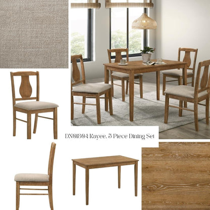 Kayee Weathered Oak Finish 5PC Pack Dining Set - Dining Table & Chairs