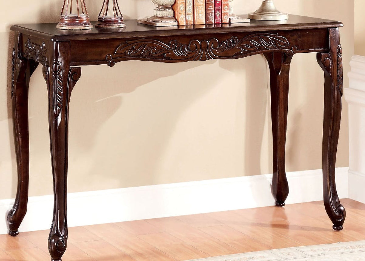 Traditional Solid Wood Cherry Sofa Table with Cabriole Legs