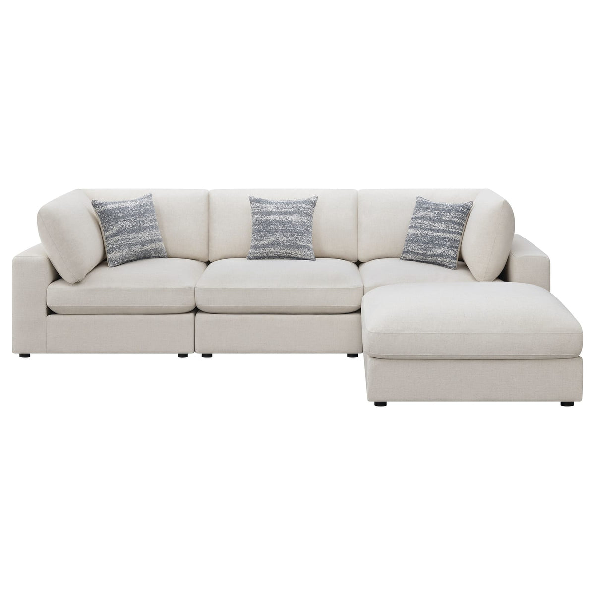 120" Beige Upholstered L-Shaped Sectional Sofa - 4 Seats for Living Room