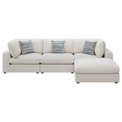 120" Beige Upholstered L-Shaped Sectional Sofa - 4 Seats for Living Room
