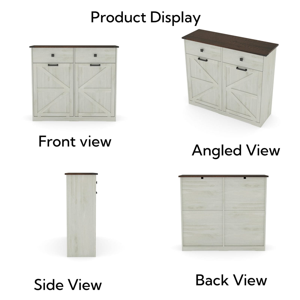 Farmhouse Trash Cabinet - 20 Gallon Capacity, Hidden Storage