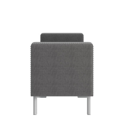 Charcoal Gray Storage Bench - Tufted Seat, Pewter Trim for Living Room