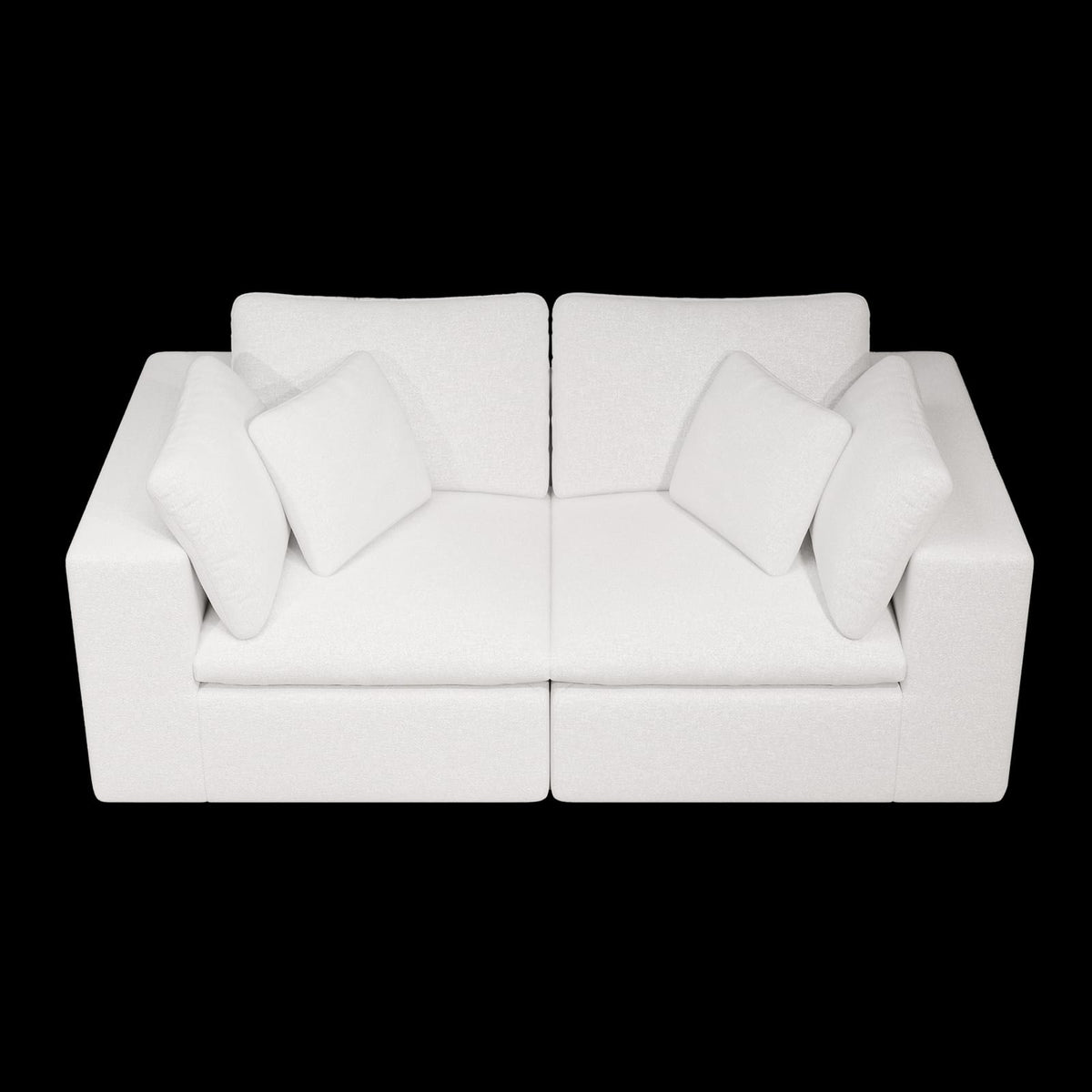 White Modular Sectional Sofa with Plush Corduroy Fabric for Living Room