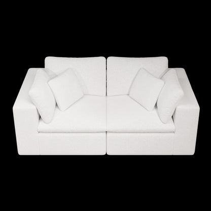 White Modular Sectional Sofa with Plush Corduroy Fabric for Living Room