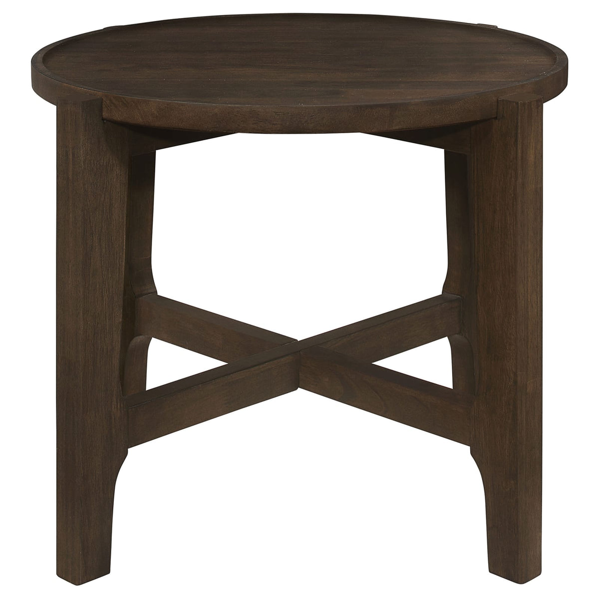 Mavis Dark Brown Round End Table - Solid Wood Storage