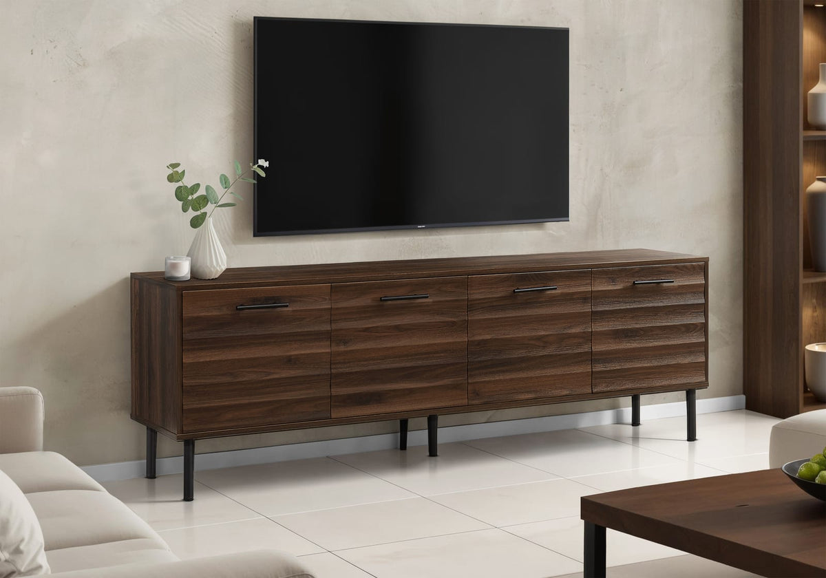 72 Inch Brown TV Stand with Storage Cabinets