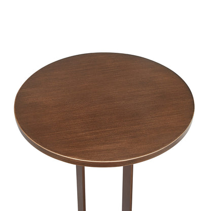 Antique Bronze Round Metal Accent Table for Living Room Decor