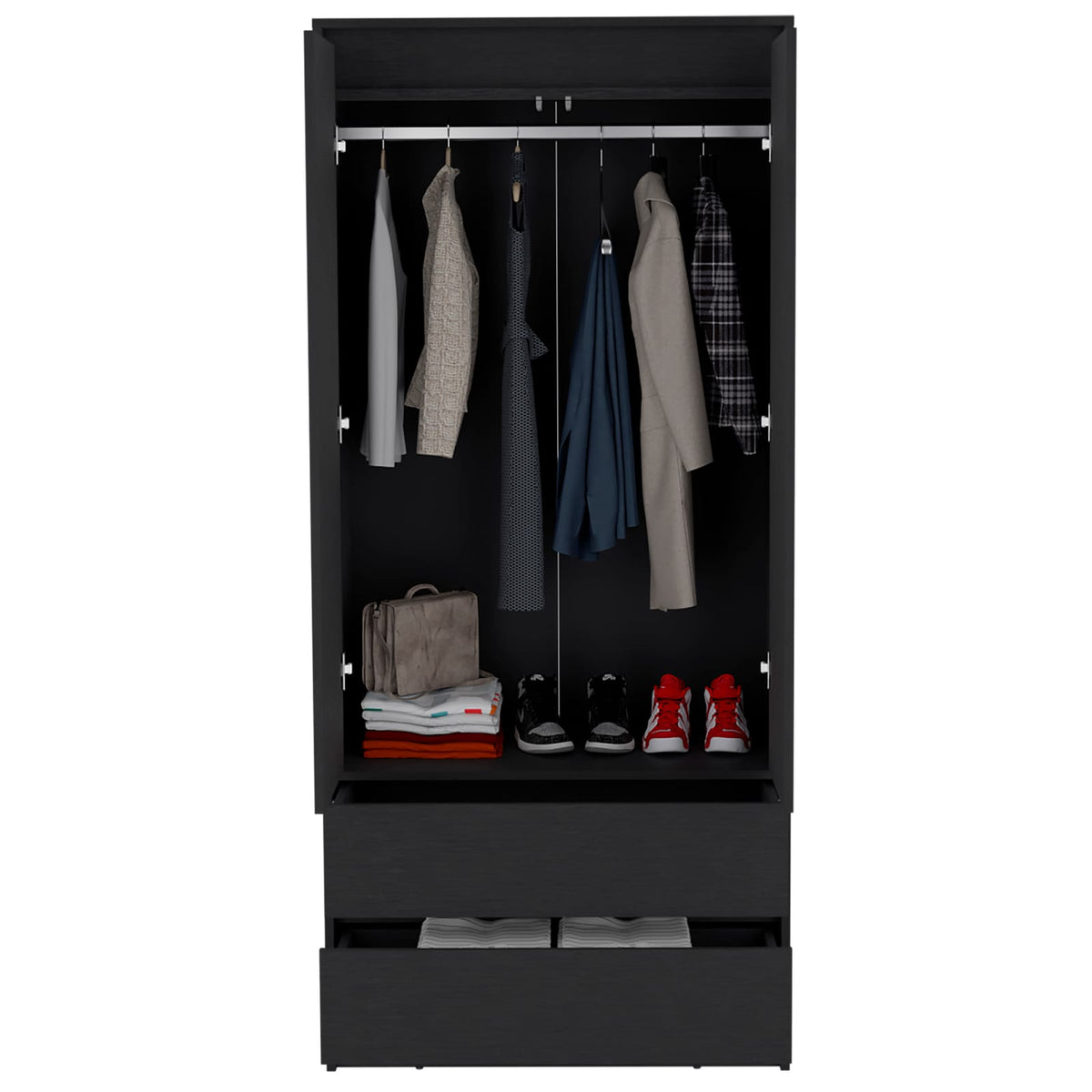 Black Bedroom Dresser with Two Doors - 70.87" Wide