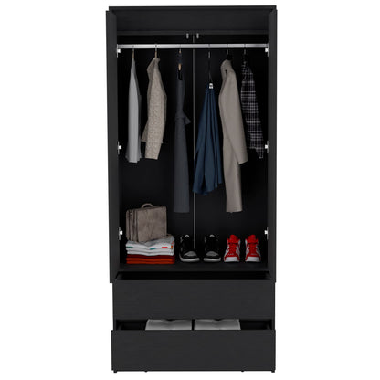 Black Bedroom Dresser with Two Doors - 70.87" Wide