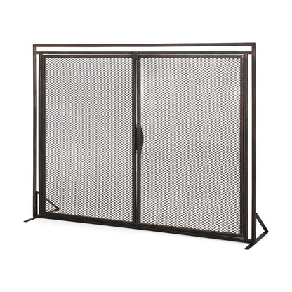 Black Gold Iron Fireplace Screen - Modern Fire Guard