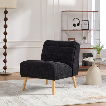 Modern Armless Accent Chair - Black Chenille, 24.4" Wide