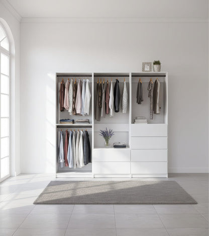White Wood Walk-In Closet System - 5 Modular Units
