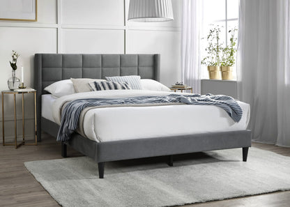 Queen Gray Linen Bed Frame - Modern Bedroom Style