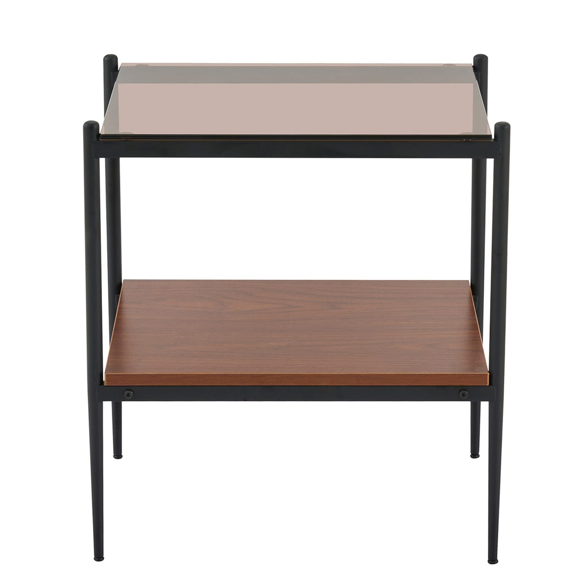 Set of 2 Rectangle End Tables - Brown Tempered Glass
