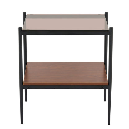 Set of 2 Rectangle End Tables - Brown Tempered Glass
