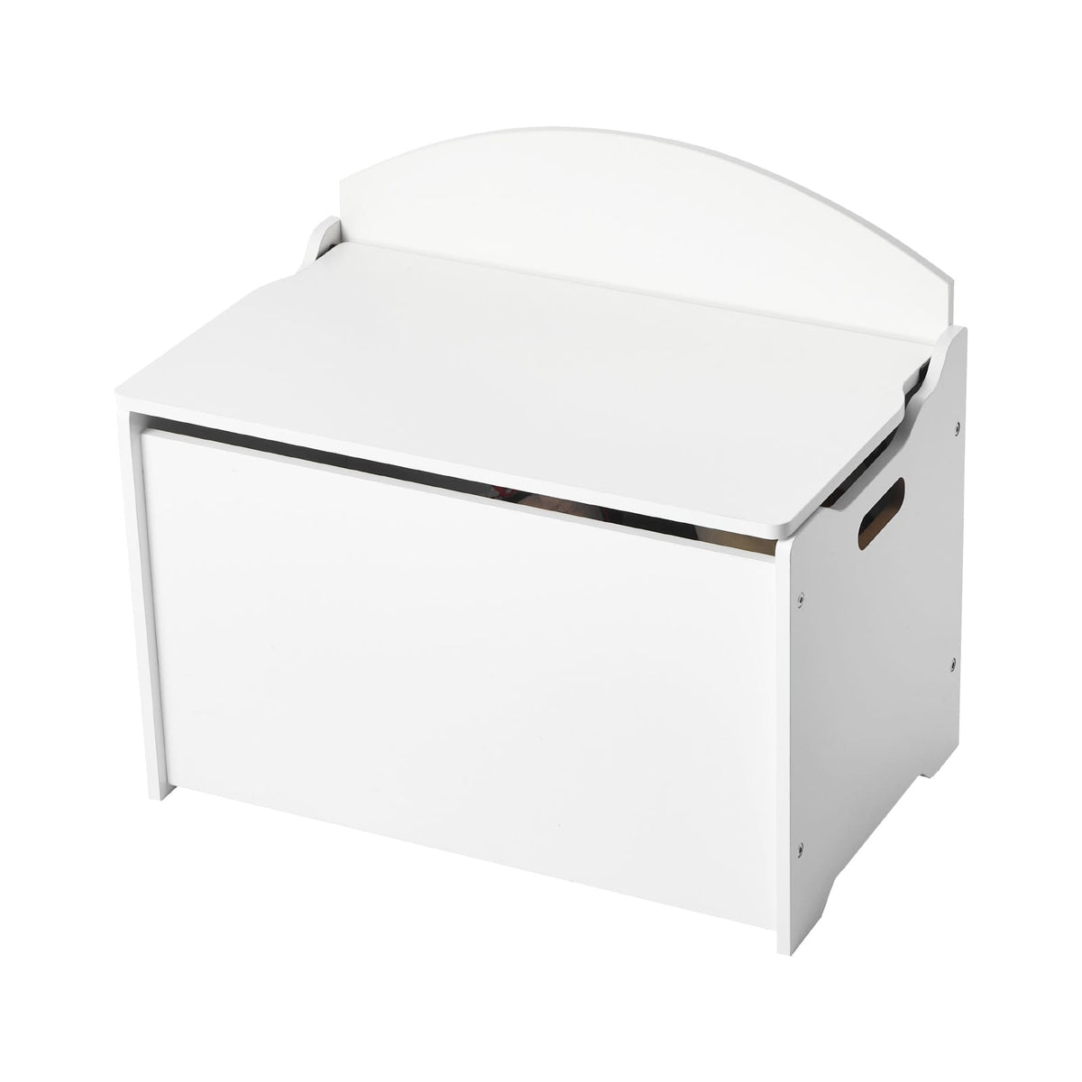 White Kids Storage Bench - MDF Toy Box with Backrest