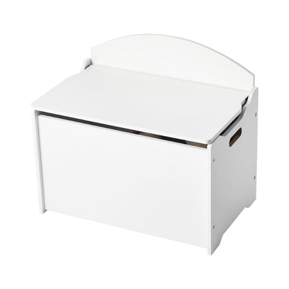 White Kids Storage Bench - MDF Toy Box with Backrest