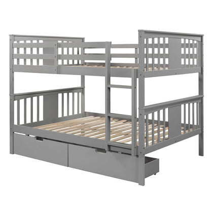 Full Over Full Bunk Beds Gray Solid Wood