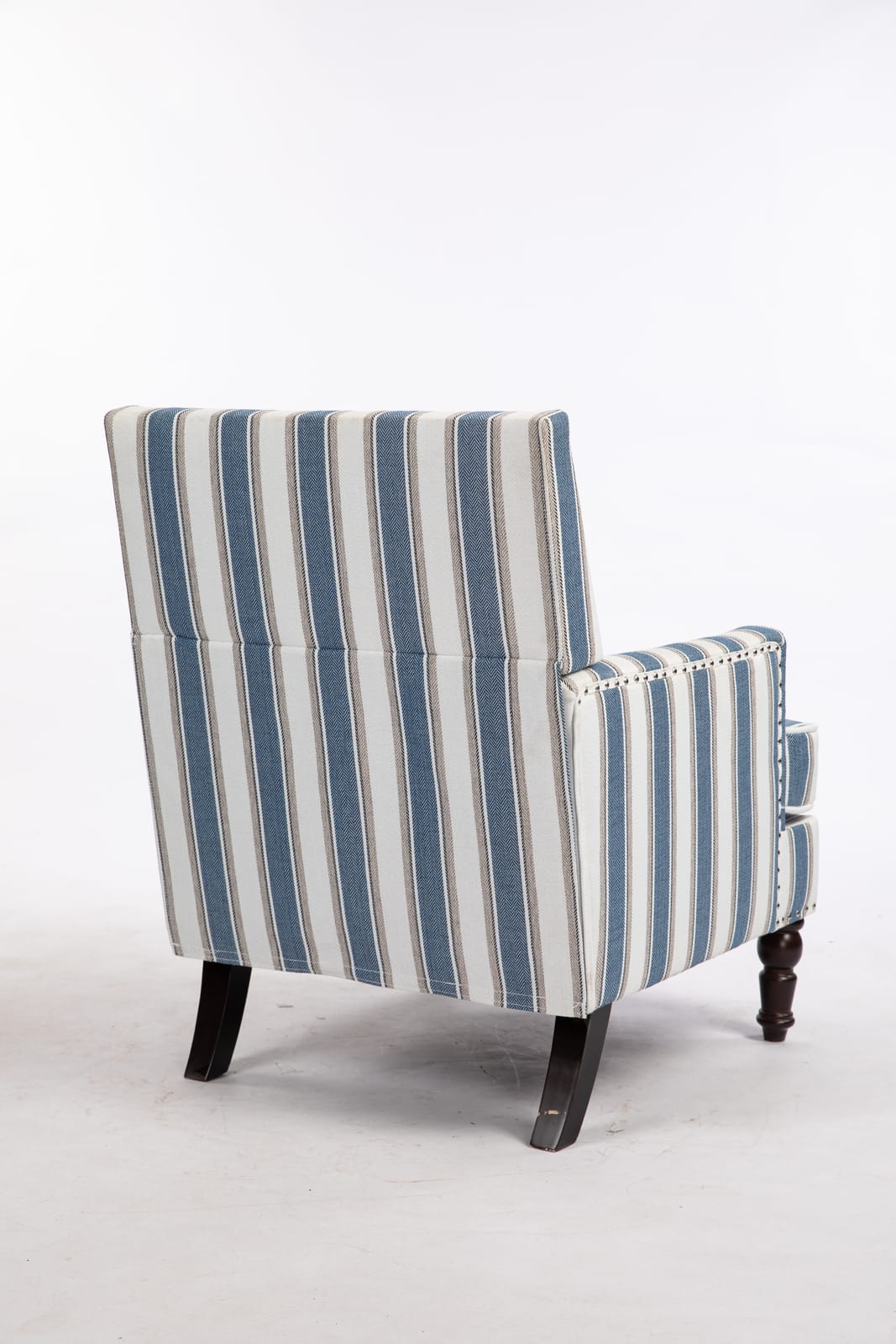 Upholstered Accent Chair Blue & White Striped - Vintage Style