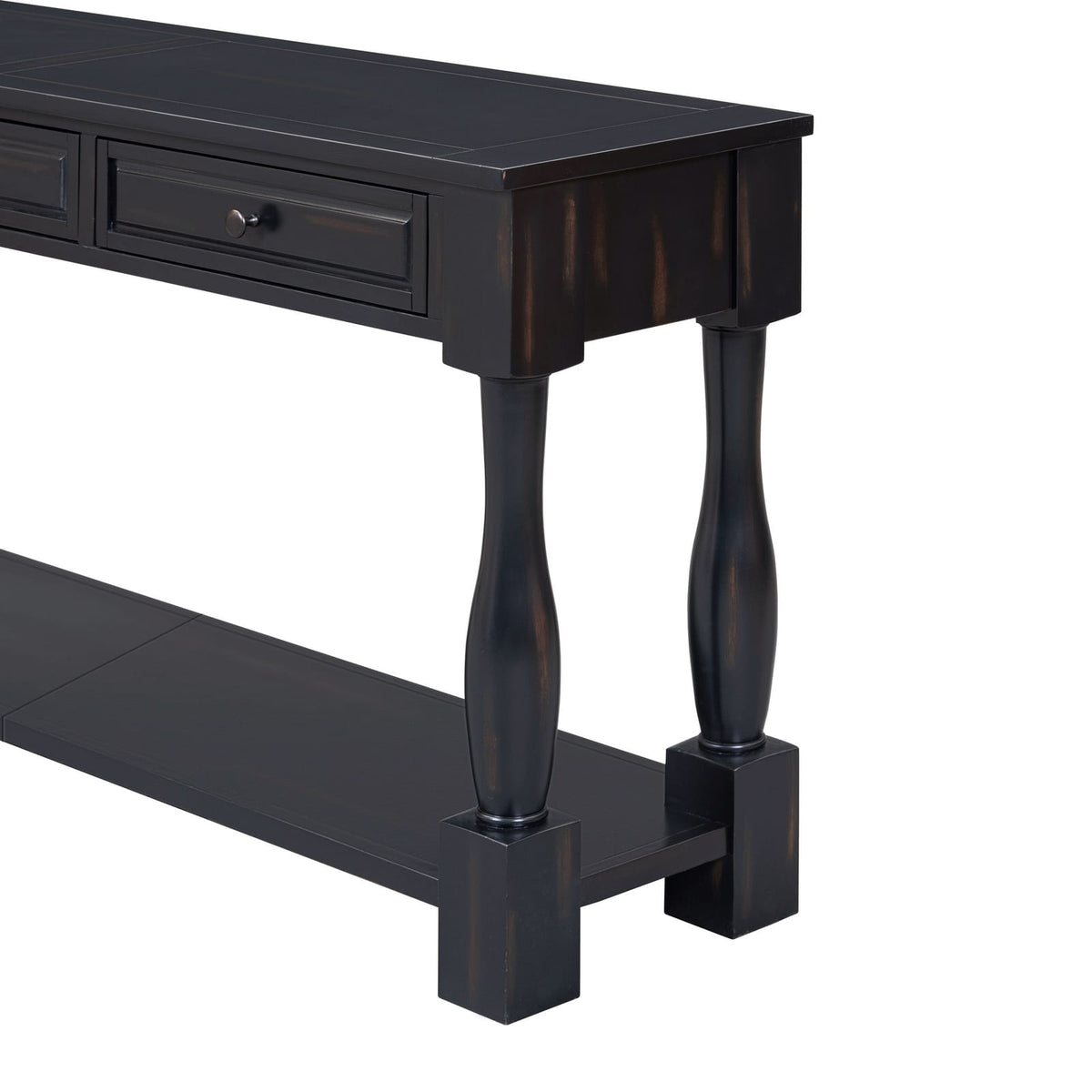 Espresso Solid Wood Console Table with 3 Drawers for Living Room