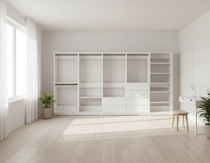 White Wood Walk-In Closet System - 157" Wide