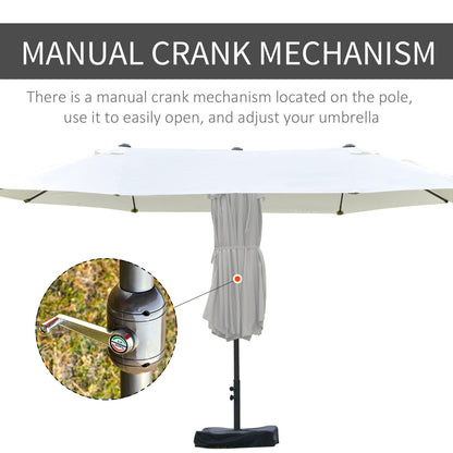 Beige 15 Foot Steel Patio Umbrella for Poolside Garden Shade