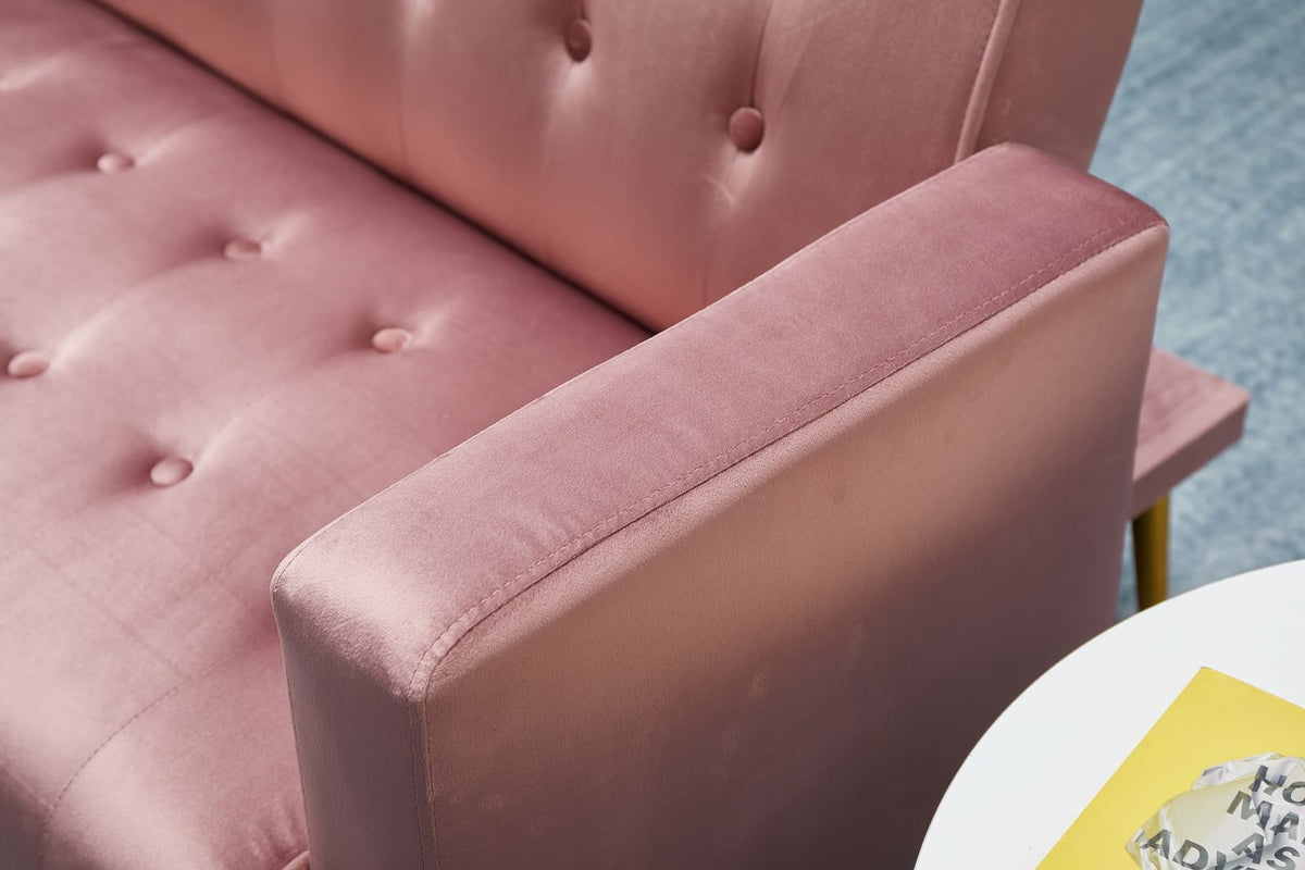 3 Seat Rose Velvet Sofa Bed - Small Living Room