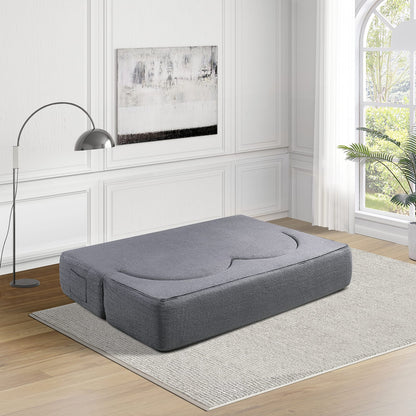 Light Grey Folding Sofa Bed - Space Saving Sleeper Futon for Living Room