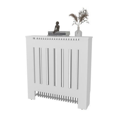 White Engineered Wood Radiator Cover Cabinet with Open Shelf Storage