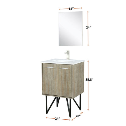 Acacia Wood Bath Vanity with Quartz Top & Mirror