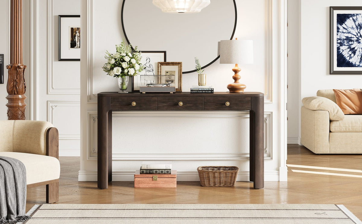 Espresso Solid Wood Console Table - 52" Entryway Table