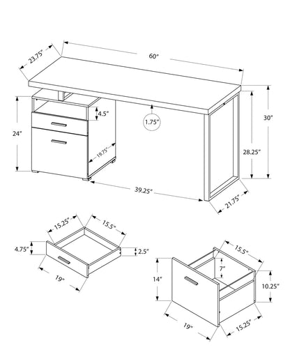 Taupe Computer Desk - 60" L Home Office Storage